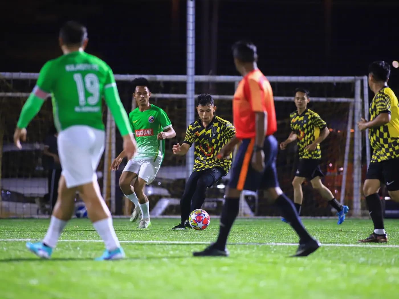 Three v three with the referee in frame at ArmourX Sports