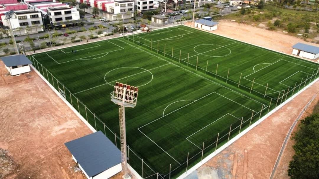 Aerial view of the two ArmourX Sports pitches in Iskandar Puteri